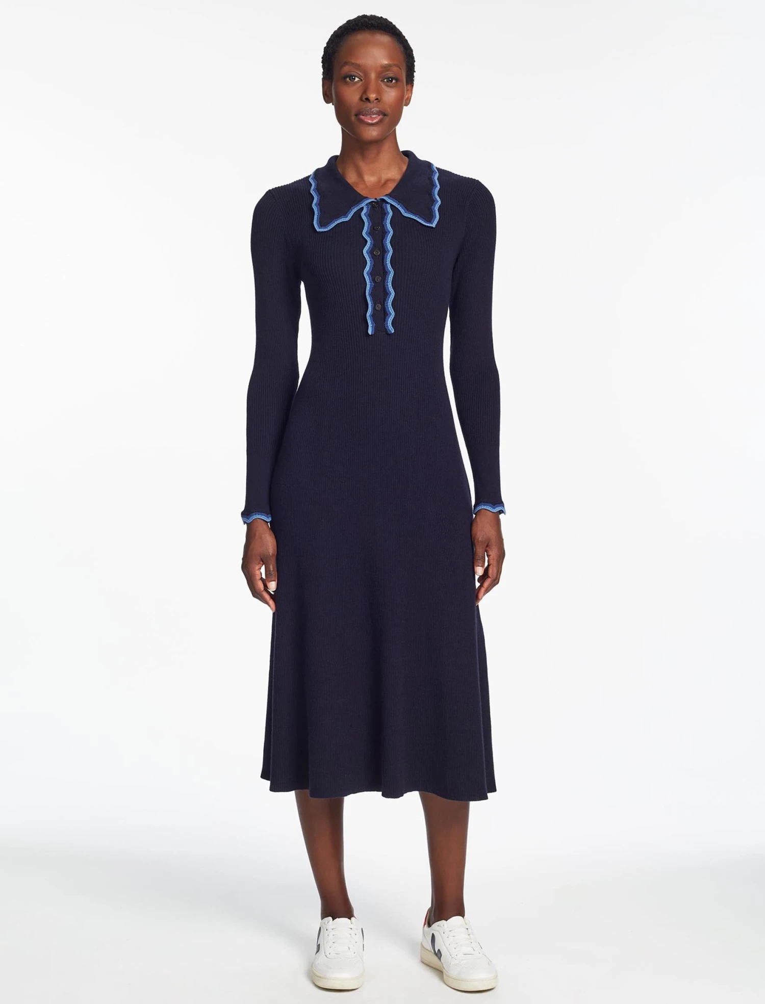 Josie Wool Knit Dress - Navy Blue 4 Josie Wool Knit Dress - Navy Blue - Image 2