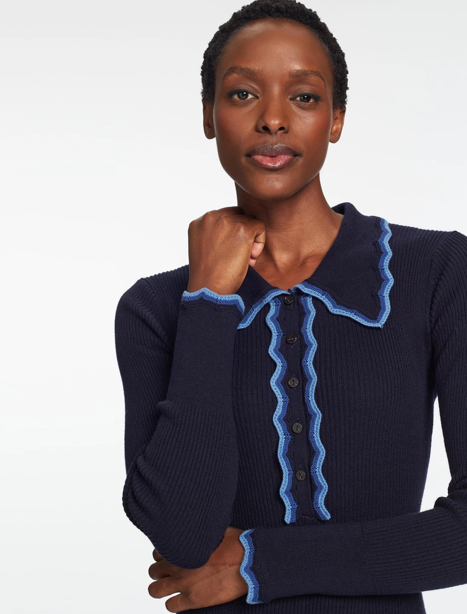 Josie Wool Knit Dress - Navy Blue 5 Josie Wool Knit Dress - Navy Blue - Image 3