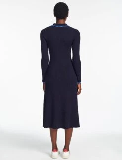 Josie Wool Knit Dress - Navy Blue 14 Josie Wool Knit Dress - Navy Blue -Cefinn Clothing Store SP24 D575 JOSIE NAVY BLUE LS 1373