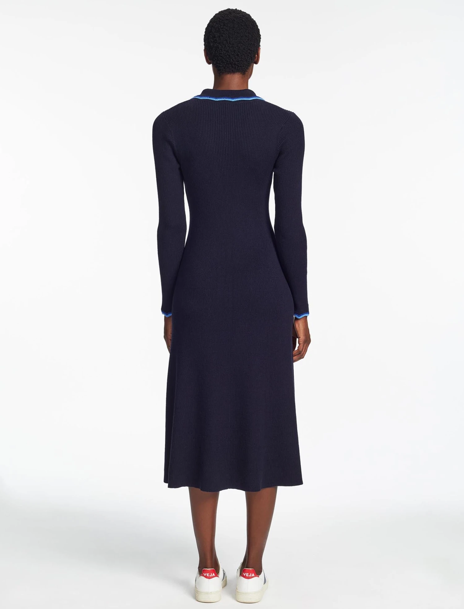 Josie Wool Knit Dress - Navy Blue 8 Josie Wool Knit Dress - Navy Blue - Image 6