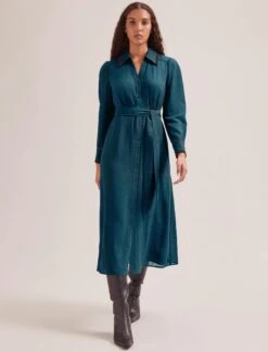 Fallon Techni Voile Maxi Dress - Petrol -Cefinn Clothing Store SP24 D601 FALLON PETROL LS 2457