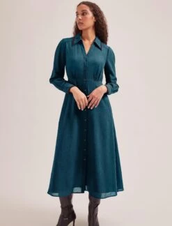 Fallon Techni Voile Maxi Dress - Petrol -Cefinn Clothing Store SP24 D601 FALLON PETROL LS 2521