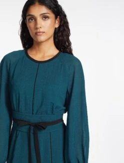 Rosie Techni Voile Maxi Dress - Petrol -Cefinn Clothing Store SP24 D604 ROSIE PETROL LS 1319