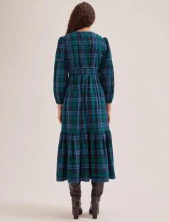 Daphne Organic Cotton Seersucker Maxi Dress - Navy Green 13 Daphne Organic Cotton Seersucker Maxi Dress - Navy Green -Cefinn Clothing Store SP24 D606 DAPHNE NAVYGREEN LS 1107