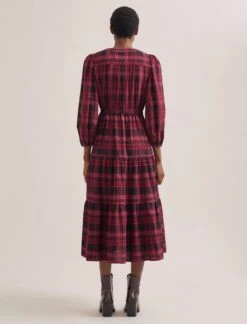 Alice Organic Cotton Seersucker Maxi Dress - Red Black -Cefinn Clothing Store SP24 D607 ALICE RED BLACK 1189