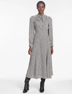 Elspeth Maxi Dress - Ecru Black Trellis Print 15 Elspeth Maxi Dress - Ecru Black Trellis Print -Cefinn Clothing Store SP24 D610 ELPETH ECRU BLACK TRELLIS PRINT LS 298