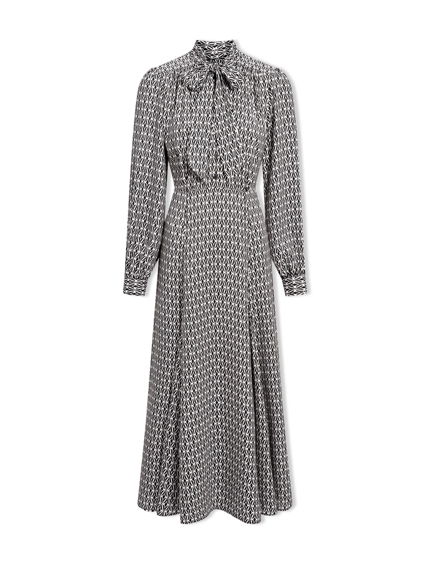 Elspeth Maxi Dress - Ecru Black Trellis Print 12 Elspeth Maxi Dress - Ecru Black Trellis Print - Image 10