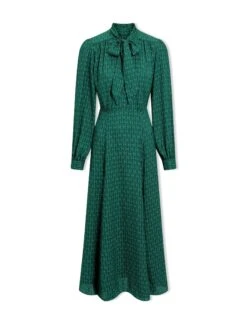 Elspeth Maxi Dress - Green Black Trellis Print -Cefinn Clothing Store SP24 D610 ELSPETH GREENBLACKTRELLISPRINT LS
