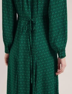 Elspeth Maxi Dress - Green Black Trellis Print -Cefinn Clothing Store SP24 D610 ELSPETH GREENBLACKTRELLISPRINT LS 16785