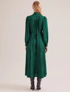 Elspeth Maxi Dress - Green Black Trellis Print -Cefinn Clothing Store SP24 D610 ELSPETH GREENBLACKTRELLISPRINT LS 16800