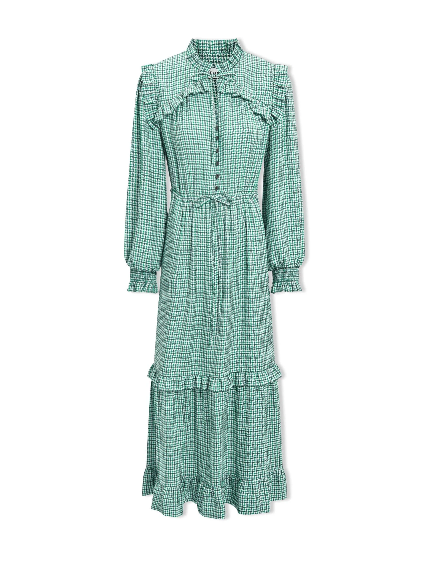 Loretta Maxi Dress - Ecru Green Houndstooth Print 10 Loretta Maxi Dress - Ecru Green Houndstooth Print - Image 8