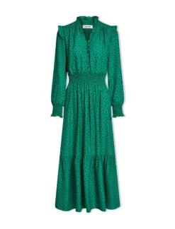Saskia Maxi Dress - Green Black Polka Dot Print 16 Saskia Maxi Dress - Green Black Polka Dot Print -Cefinn Clothing Store SP24 D613 SASKIA GREENBLACKPOLKADOTPRINT LS