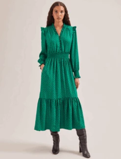 Saskia Maxi Dress - Green Black Polka Dot Print 12 Saskia Maxi Dress - Green Black Polka Dot Print -Cefinn Clothing Store SP24 D613 SASKIA GREENBLACKPOLKADOTPRINT LS 760