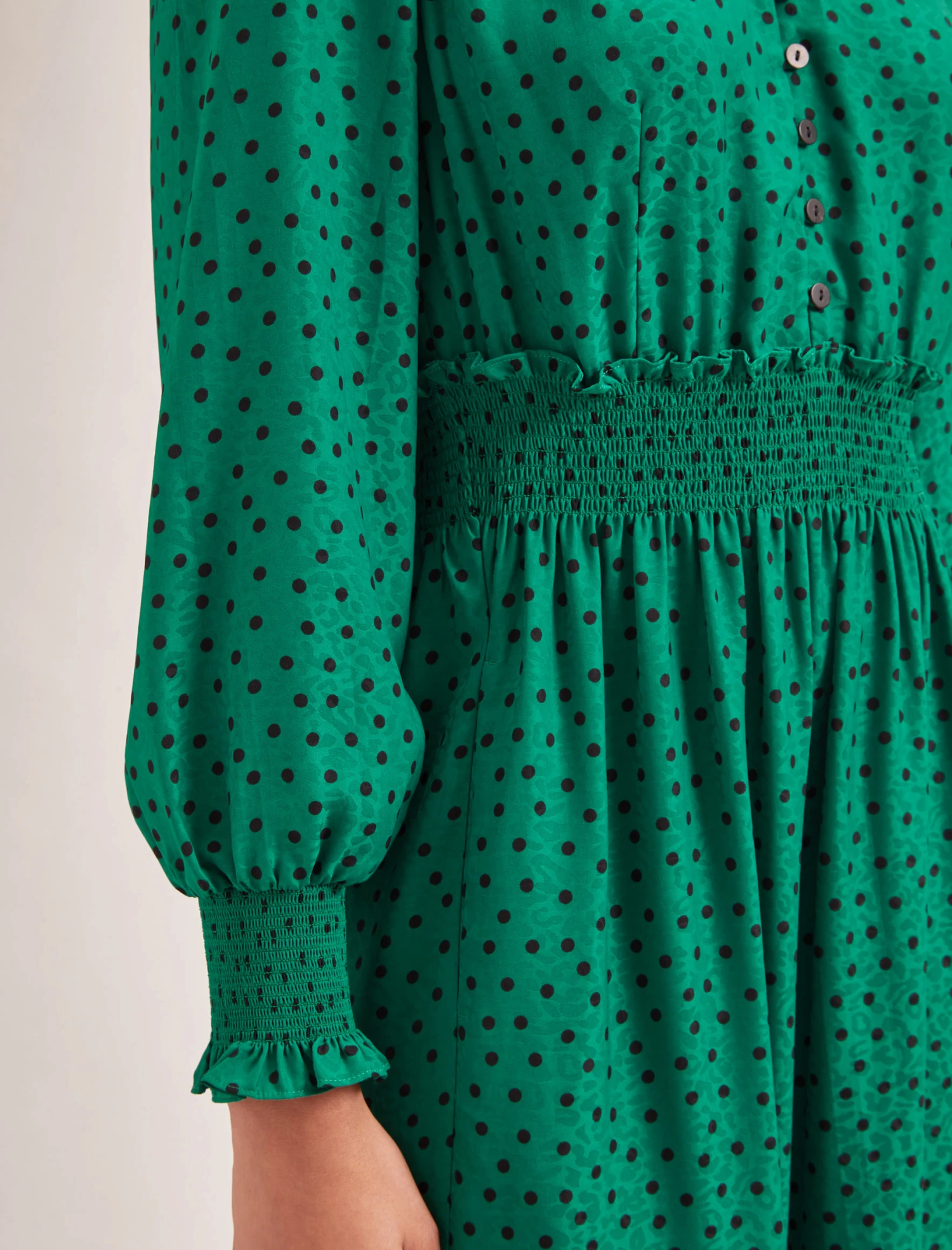 Saskia Maxi Dress - Green Black Polka Dot Print 6 Saskia Maxi Dress - Green Black Polka Dot Print - Image 5