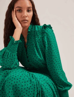 Saskia Maxi Dress - Green Black Polka Dot Print 11 Saskia Maxi Dress - Green Black Polka Dot Print -Cefinn Clothing Store SP24 D613 SASKIA GREENBLACKPOLKADOTPRINT LS 858