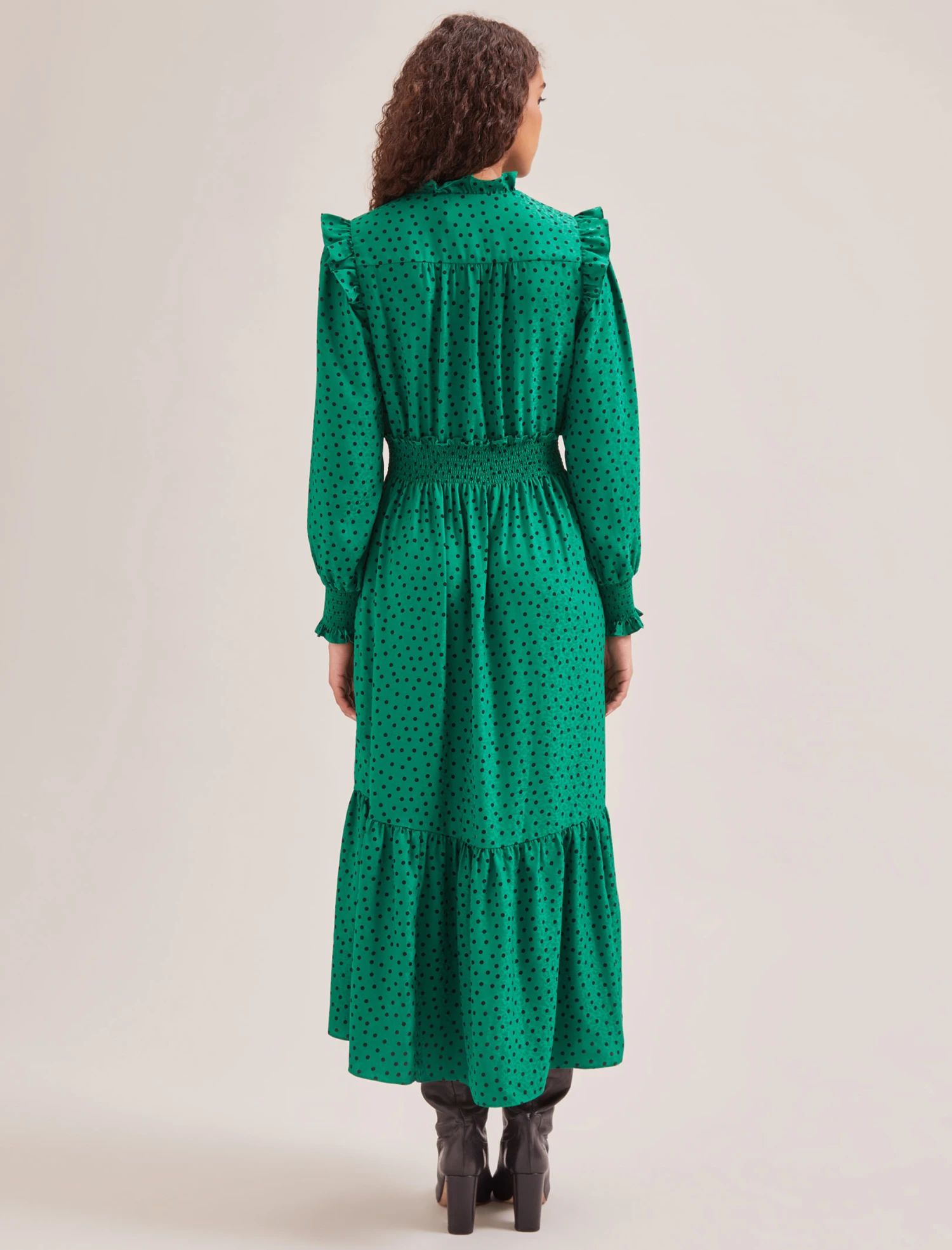 Saskia Maxi Dress - Green Black Polka Dot Print 8 Saskia Maxi Dress - Green Black Polka Dot Print - Image 7