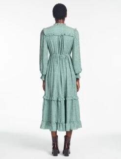 Loretta Maxi Dress - Ecru Green Houndstooth Print 13 Loretta Maxi Dress - Ecru Green Houndstooth Print -Cefinn Clothing Store SP24 D616 LORETTA GREEN BLACK TRELLIS PRINT LS 879