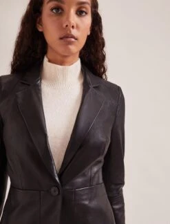 Jayden Leather Blazer - Black 16 Jayden Leather Blazer - Black -Cefinn Clothing Store SP24 JK49 JAYDEN BLACK LS 902