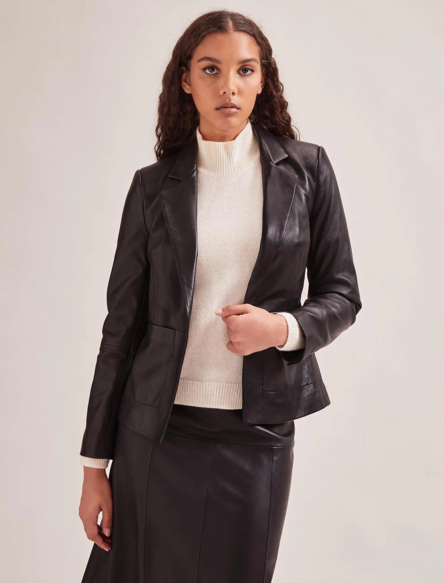 Jayden Leather Blazer - Black 4 Jayden Leather Blazer - Black - Image 2