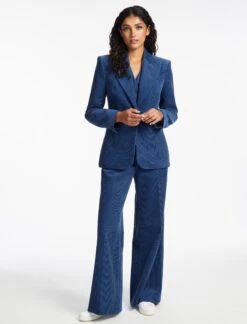 Harlow Corduroy Wide Leg Trouser - Blue -Cefinn Clothing Store SP24 JK59 GENE BLUE LS 276 4b65bbe7 6778 47d2 a7a4 0e065f3ca77e