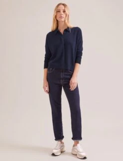 Kelly Cashmere Jumper - Navy 12 Kelly Cashmere Jumper - Navy -Cefinn Clothing Store SP24 K144 KELLY NAVY LS 17831