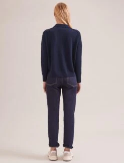Kelly Cashmere Jumper - Navy 14 Kelly Cashmere Jumper - Navy -Cefinn Clothing Store SP24 K144 KELLY NAVY LS 17892