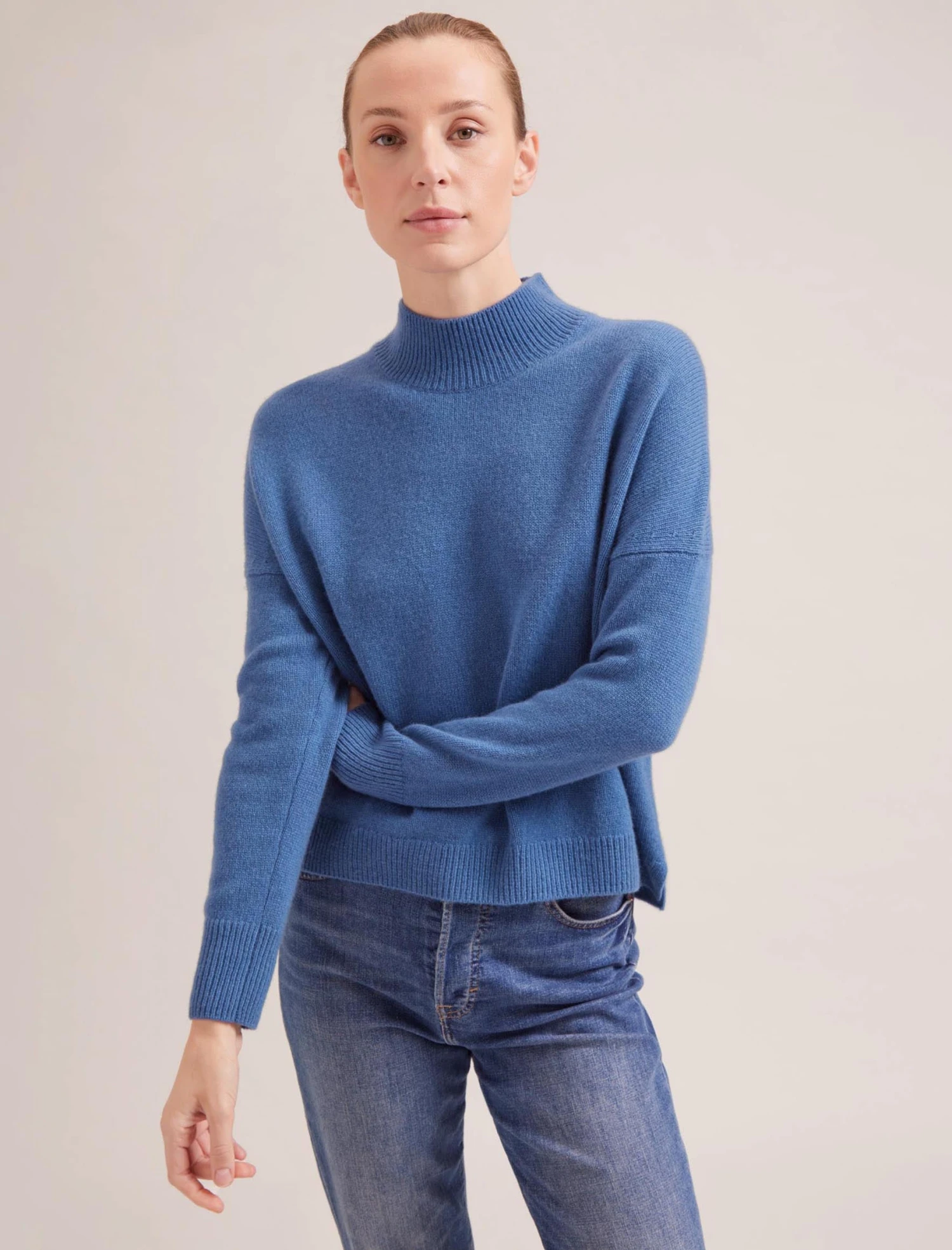 Johanna Cashmere Jumper - Mid Blue 3 Johanna Cashmere Jumper - Mid Blue