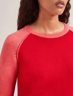 Drew Cashmere Jumper - Red Pink Colourblock -Cefinn Clothing Store SP24 K172 DREW REDPINKCOLOURBLOCK LS 1950