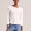 Maia Cotton Silk Blend T-Shirt - White -Cefinn Clothing Store SP24 K174 MAIA WHITE LS 1506 92cfcf60 b9dd 417d 8773 9212a1eda431