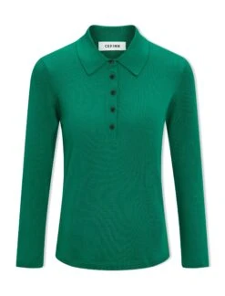 Morgan Cotton Silk Blend T-Shirt - Emerald Green -Cefinn Clothing Store SP24 K175 MORGAN EMERALDGREEN CO