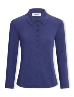 Morgan Cotton Silk Blend T-Shirt - Navy -Cefinn Clothing Store SP24 K175 MORGAN NAVY LS