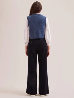 Wesley Cashmere Blend V Neck Waistcoat - Denim Blue -Cefinn Clothing Store SP24 K82 WESLEY DENIMBLUE LS 1551