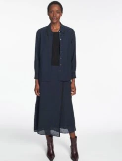 Sullivan Techni Voile Shirt - Navy -Cefinn Clothing Store SP24 S85 SULLIVAN NAVY LS 1129