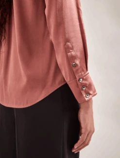Skyla Silk Satin Shirt - Blush -Cefinn Clothing Store SP24 S88 SKYLA BLUSH LS 709