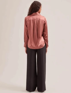 Skyla Silk Satin Shirt - Blush -Cefinn Clothing Store SP24 S88 SKYLA BLUSH LS 722