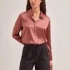 Skyla Silk Satin Shirt - Blush