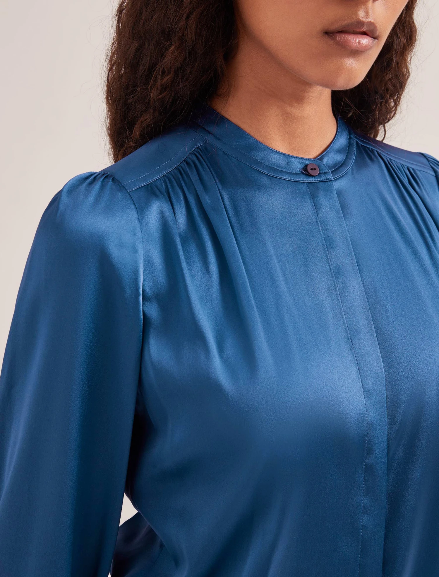 Bailey Silk Satin Shirt - Blue 5 Bailey Silk Satin Shirt - Blue - Image 3
