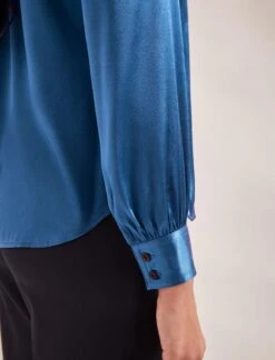 Bailey Silk Satin Shirt - Blue 14 Bailey Silk Satin Shirt - Blue -Cefinn Clothing Store SP24 S89 BAILEY BLUE LS 2378