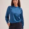 Bailey Silk Satin Shirt - Blue -Cefinn Clothing Store SP24 S89 BAILEY BLUE LS 2410
