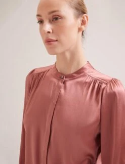 Bailey Silk Satin Shirt - Blush -Cefinn Clothing Store SP24 S89 BAILEY BLUSH LS 19095