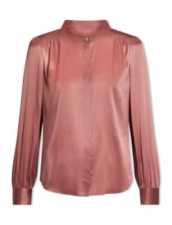 Bailey Silk Satin Shirt - Blush -Cefinn Clothing Store SP24 S89 BAILEY BLUSH LS 1949