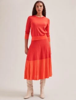 Colette Contrast Hem Skirt - Orange 11 Colette Contrast Hem Skirt - Orange -Cefinn Clothing Store SP24 SK105 COLETTE ORANGE LS 2033