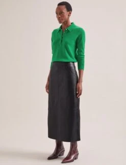 Arlo Leather Maxi Pencil Skirt - Black -Cefinn Clothing Store SP24 SK177 ARLO BLACK LS 0141
