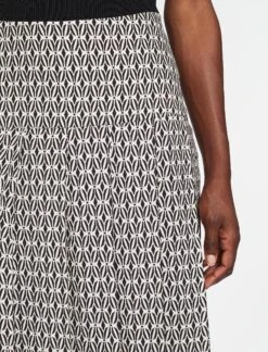 Sienna Maxi Skirt - Ecru Black Trellis Print -Cefinn Clothing Store SP24 SK183 SIENNA ECRUBLACKTRELLISPRINT LS 087