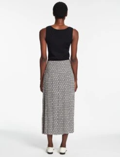 Sienna Maxi Skirt - Ecru Black Trellis Print -Cefinn Clothing Store SP24 SK183 SIENNA ECRUBLACKTRELLISPRINT LS 103