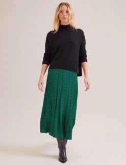 Sienna Maxi Skirt - Green Black Trellis Print -Cefinn Clothing Store SP24 SK183 SIENNA GREENBLACKTRELLISPRINT LS 17405