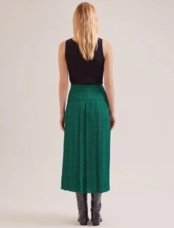 Sienna Maxi Skirt - Green Black Trellis Print -Cefinn Clothing Store SP24 SK183 SIENNA GREENBLACKTRELLISPRINT LS 17468