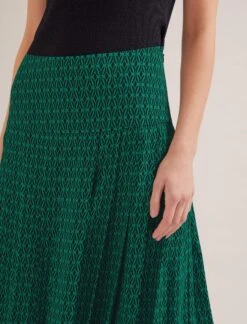 Sienna Maxi Skirt - Green Black Trellis Print -Cefinn Clothing Store SP24 SK183 SIENNA GREENBLACKTRELLISPRINT LS 17488