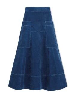 Simone Corduroy Maxi Skirt - Blue -Cefinn Clothing Store SP24 SK187 SIMONE BLUE LS bdbfc259 c43c 4910 9692 2aca5a6f1d52