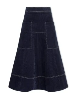 Simone Corduroy Maxi Skirt - Navy -Cefinn Clothing Store SP24 SK187 SIMONE NAVY LS
